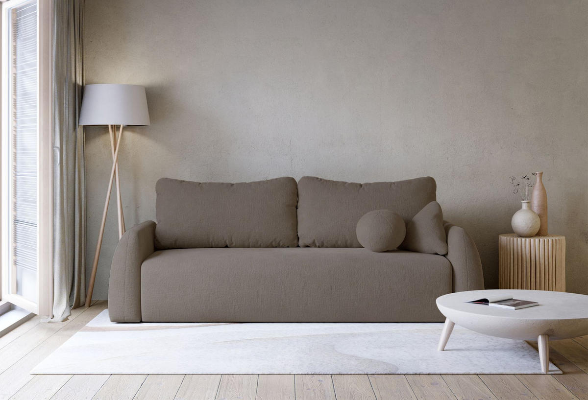 3-SITZER SOFA Nubelle Braun Chenille-Bezug, wasserabweisend - Schwarz/Braun, Kunststoff/Textil (244/85/93cm) - Selsey