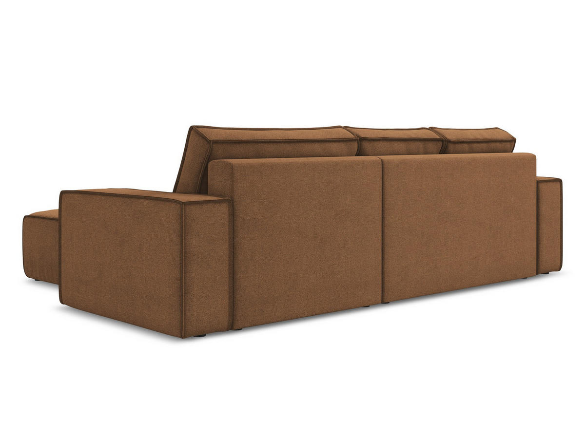 ECKSOFA mit Schlaffunktion Strukturstoff Stoff Orange - Terra cotta/Schwarz, Kunststoff/Textil (290/185cm) - Makamii