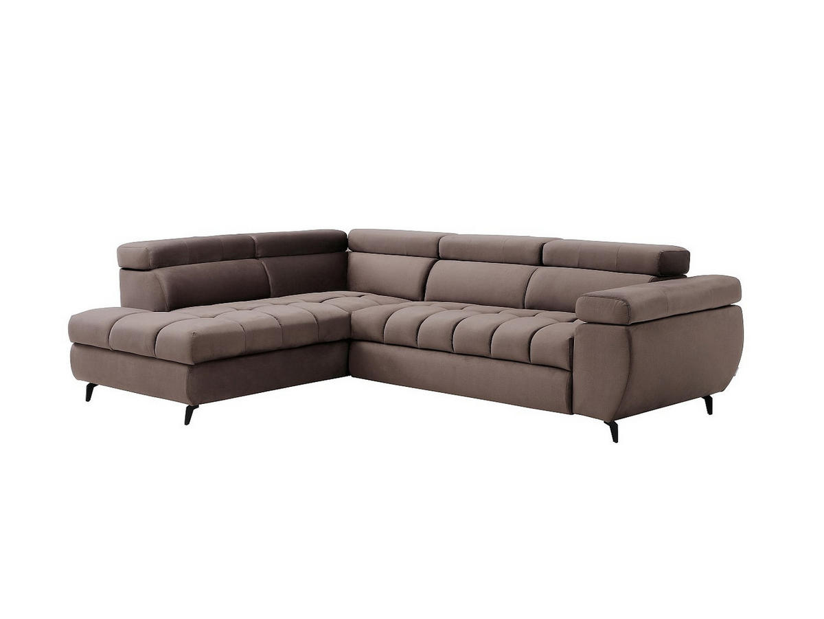 SCHLAFSOFA - 5 Personen - Samt - Taupe - - Taupe, Textil (274/80/204cm) - Vente-Unique
