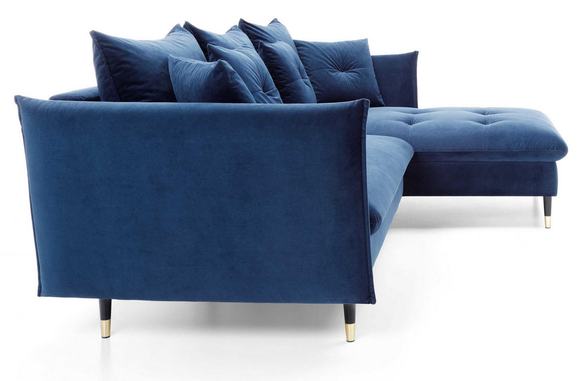 ECKSOFA 260 cm Sagir mit Schalffunktion, Bettkasten, Rechts - Dunkelblau - Schwarz/Dunkelblau, Holz (258/167cm) - Emporius