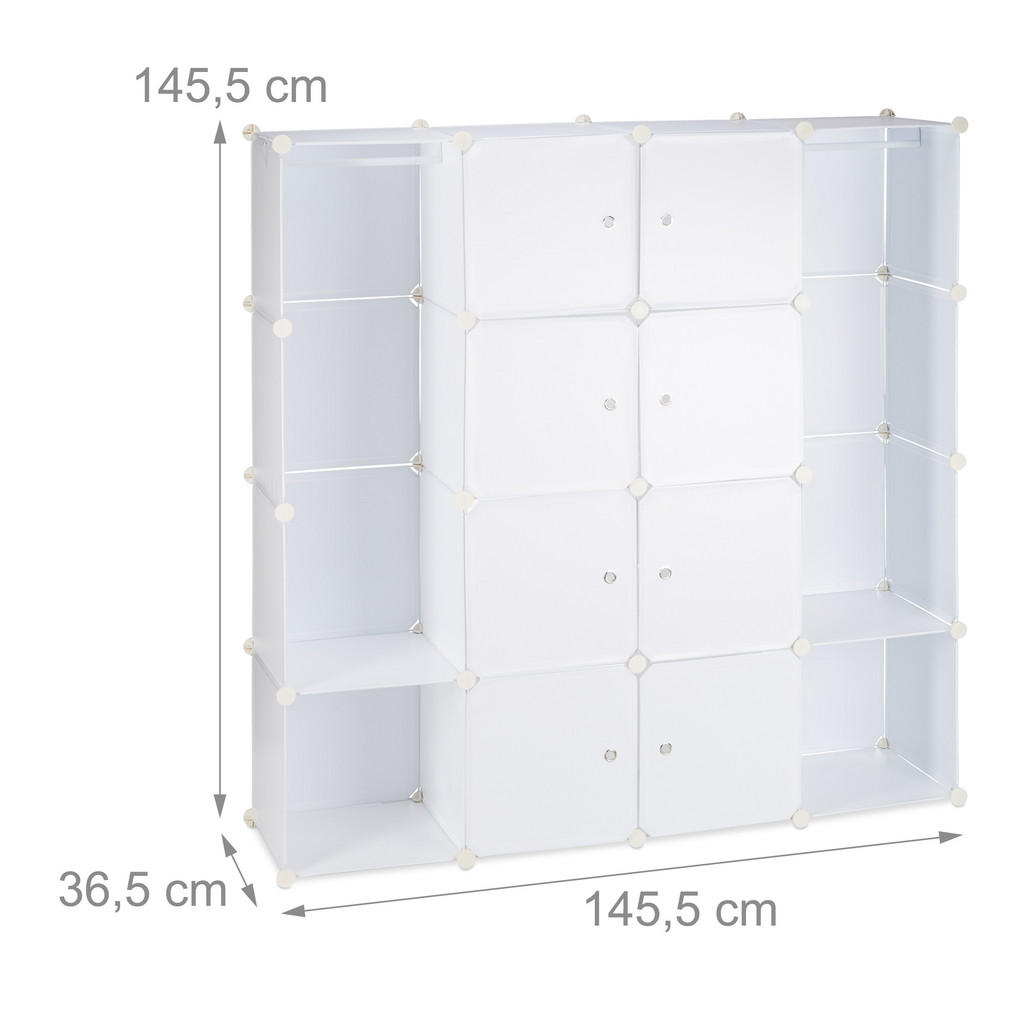 Thumbnail - Relaxdays Kleiderschrank, Weiß, Kunststoff, Metall, 145.5x145.5x36.5 cm, Schlafzimmer, Kleiderschränke