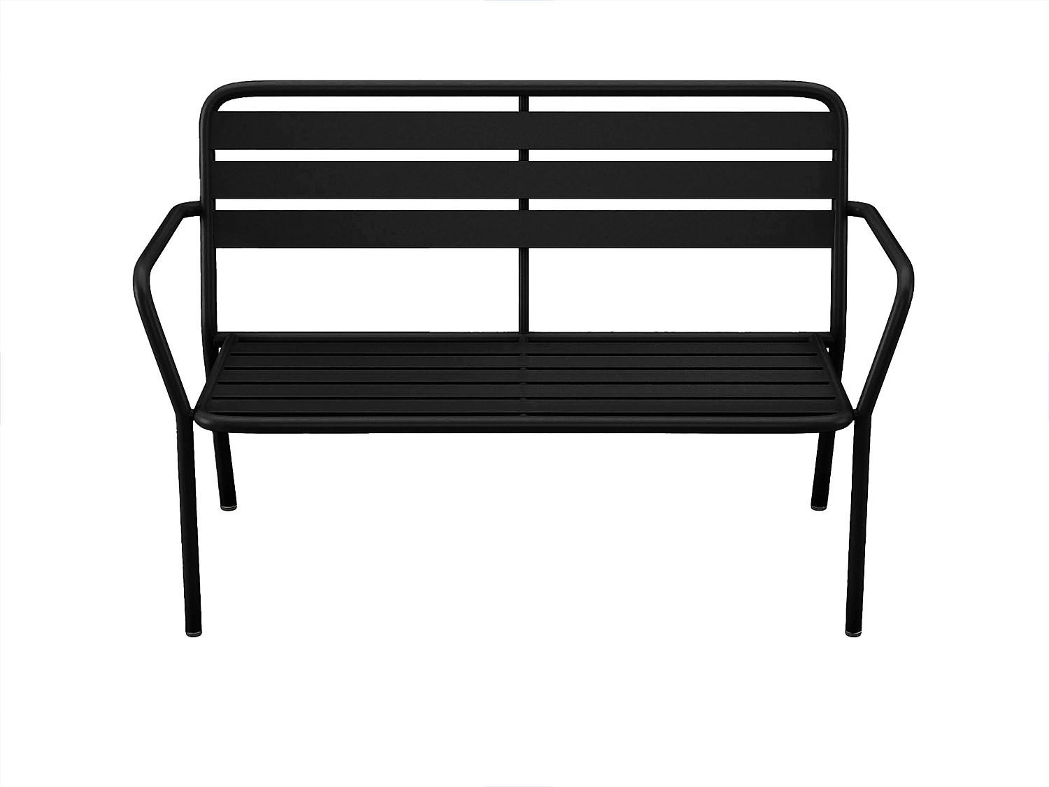 GARTENBANK - 2 Personen - Metall - Schwarz - - Schwarz, Metall (123/82/58cm) - Vente-Unique