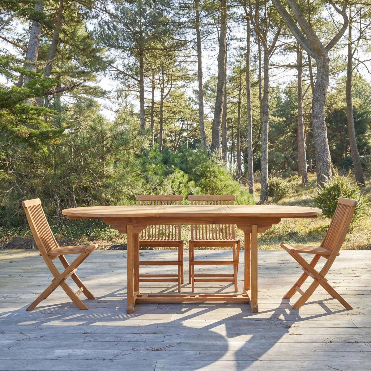 GARTENTISCH Capri Natur aus Akazie - Naturfarben, Holz (100/240/75cm) - Tikamoon