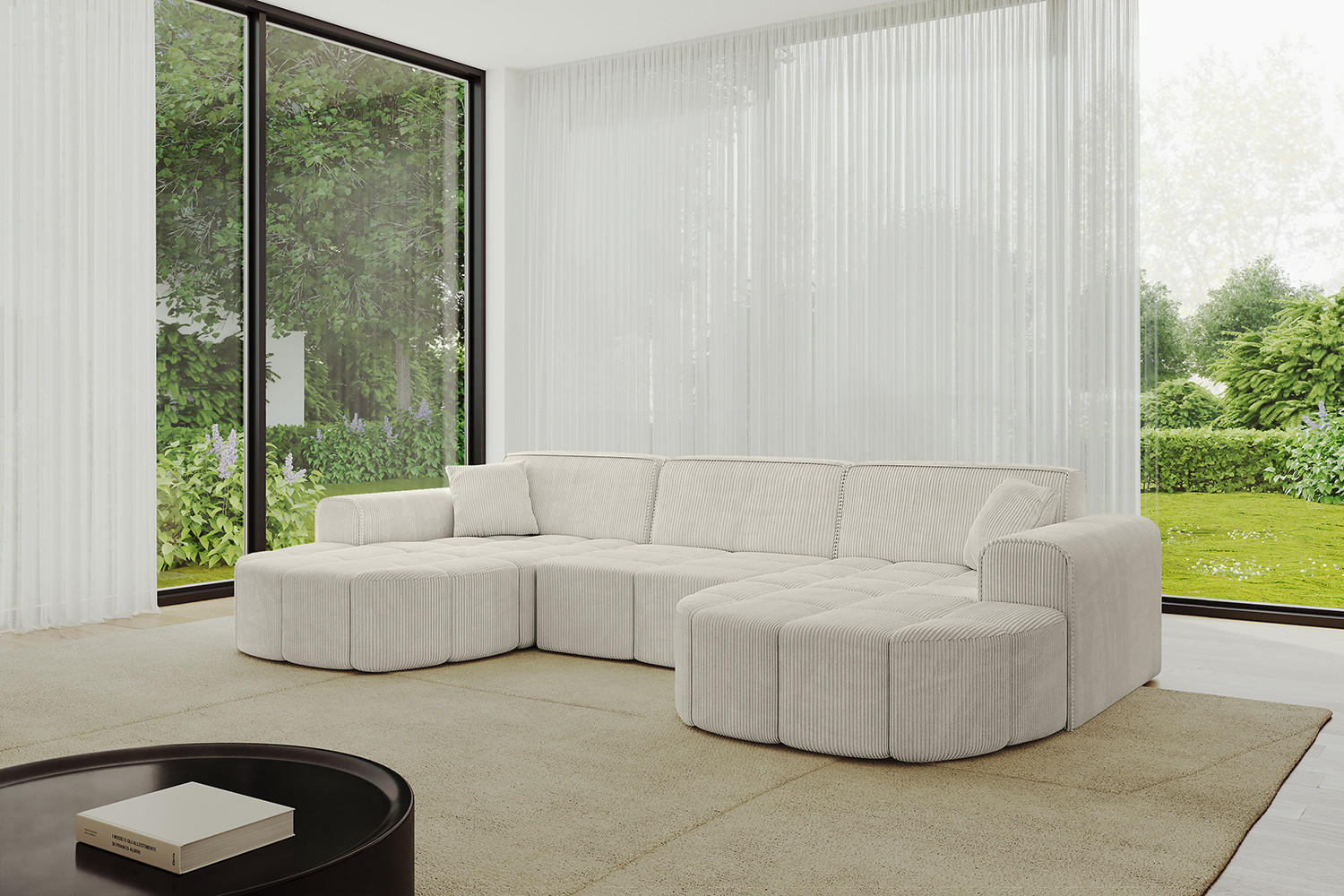 Thumbnail - Altdecor Wohnlandschaft, Hellgrau, Textil, 3-Sitzer, U-Form, 315x79x173 cm, Wohnzimmer, Sofas & Couches, Wohnlandschafte...