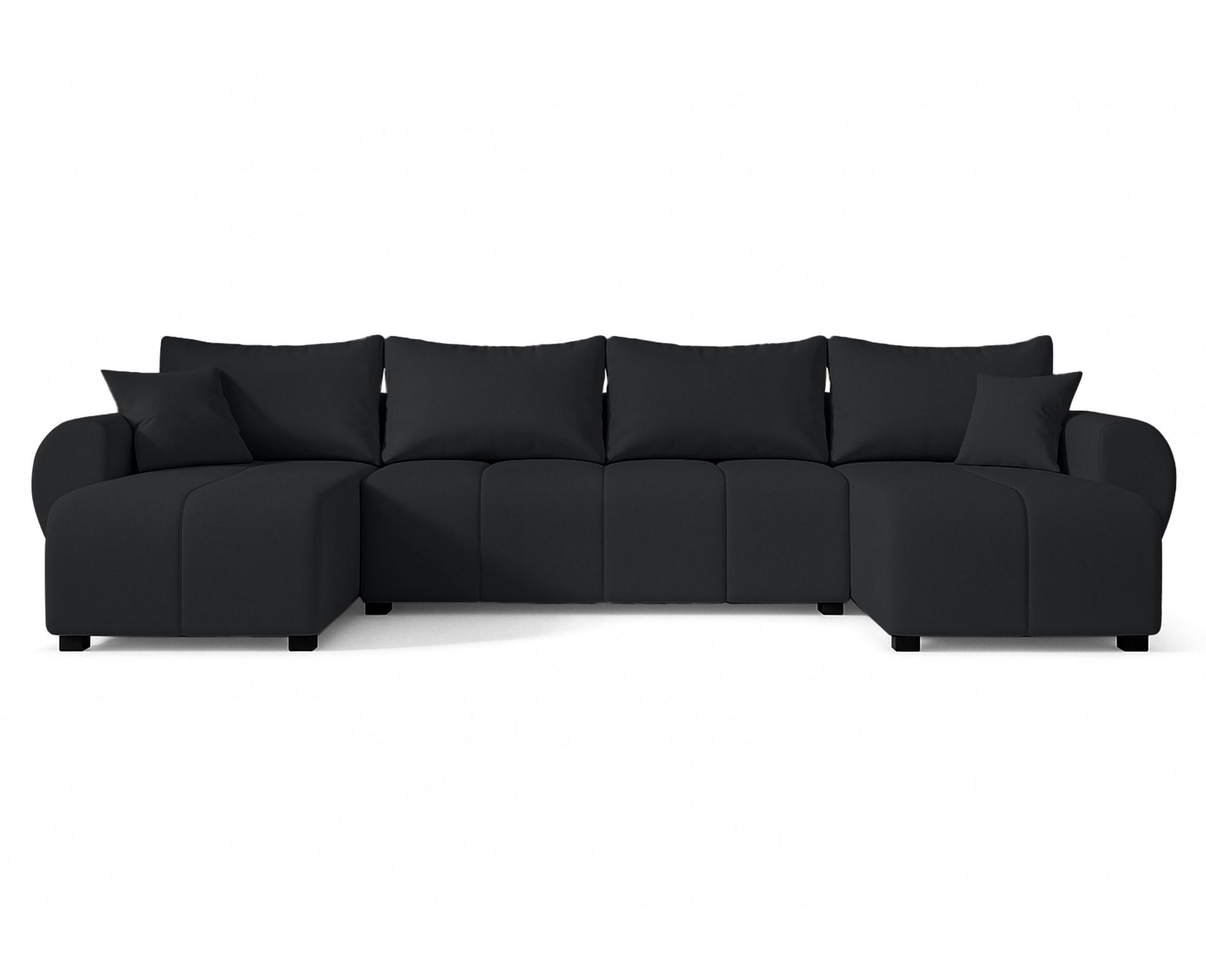 WOHNLANDSCHAFT Malatya U Form Schwarz 311/145/82 cm mit Schlaffunktion - Schwarz, Kunststoff/Textil (311/82/145cm) - AX Living