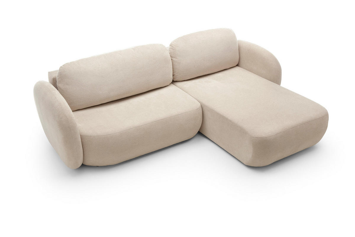 ECKSOFA OLIO L-Form Schlaffunktion mit Bettkasten, lose Rückenkissen, freistehend, RECHTS 248x174 cm Beige - Beige, Holz/Textil (248/174cm) - DomoHome