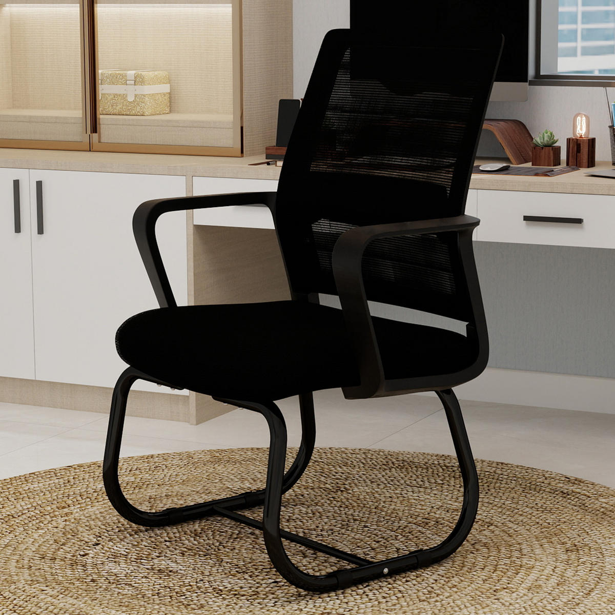 BÜROSTUHL Netz Schwarz - Schwarz, Textil/Metall (59/90/55cm) - WISHDOR