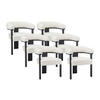 STUHL mit Armlehnen 6er-Set - Bouclé-Stoff & Kautschukholz - Weiß & Schwarz - LIVELIA - Schwarz/Weiß, Textil (60/78/64cm) - Pascal Morabito