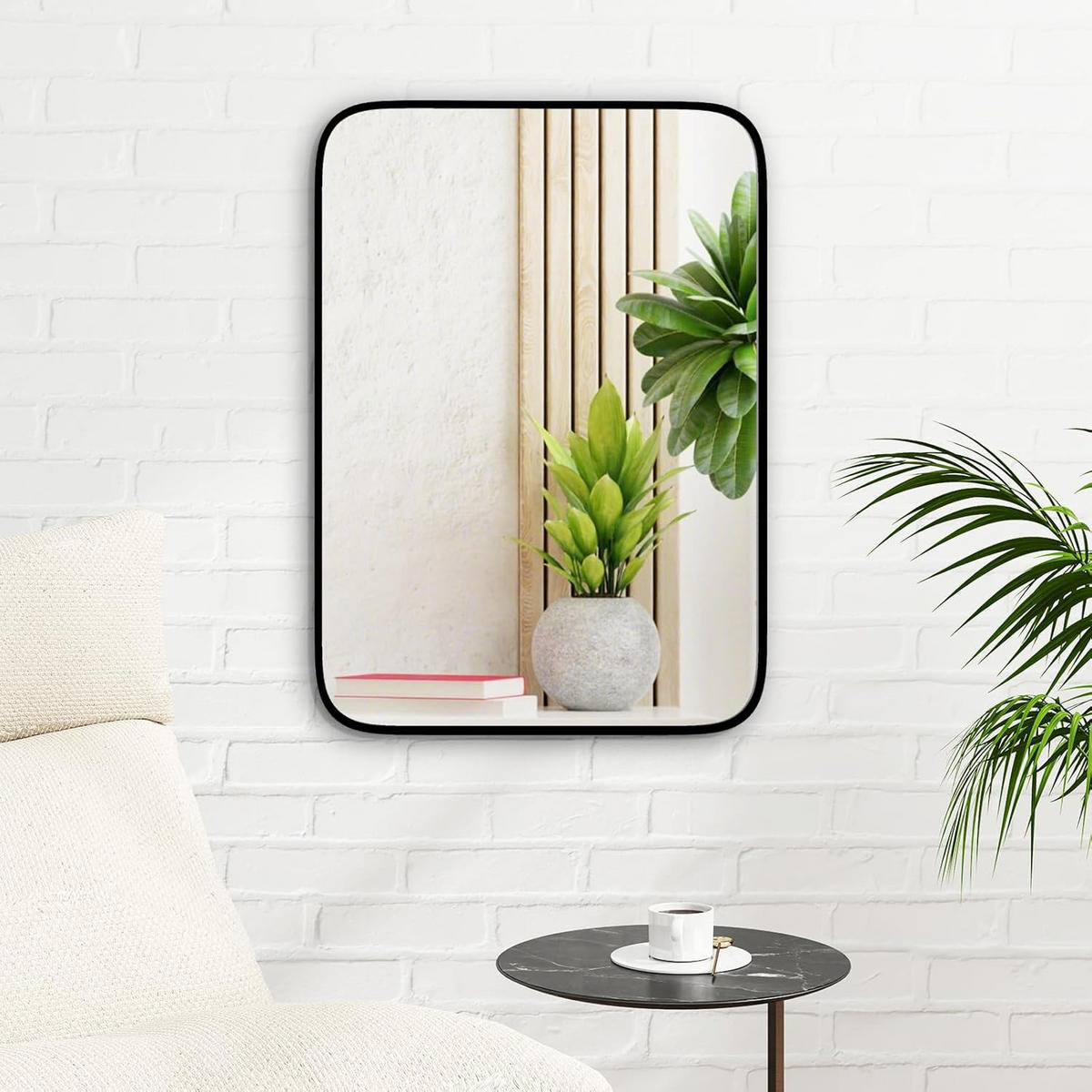 WANDSPIEGEL rechteckig schwarz - Schwarz, Glas (50/2/70cm) - COSTWAY