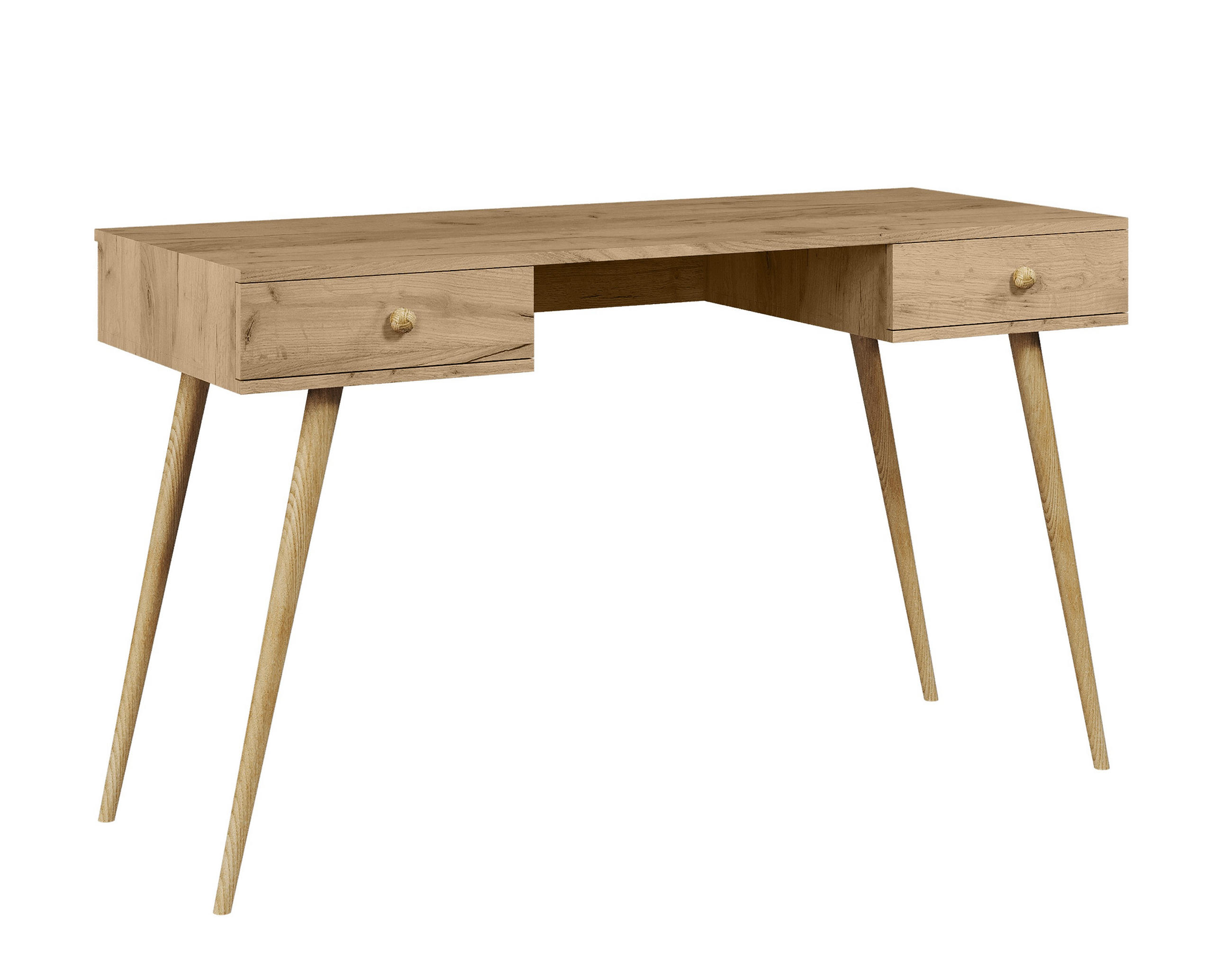 SCHREIBTISCH Golden Craft Eiche Skandinavischer Stil Mit Schubladen - Beige, Holzwerkstoff (135/135/79cm) - Sepro Meble