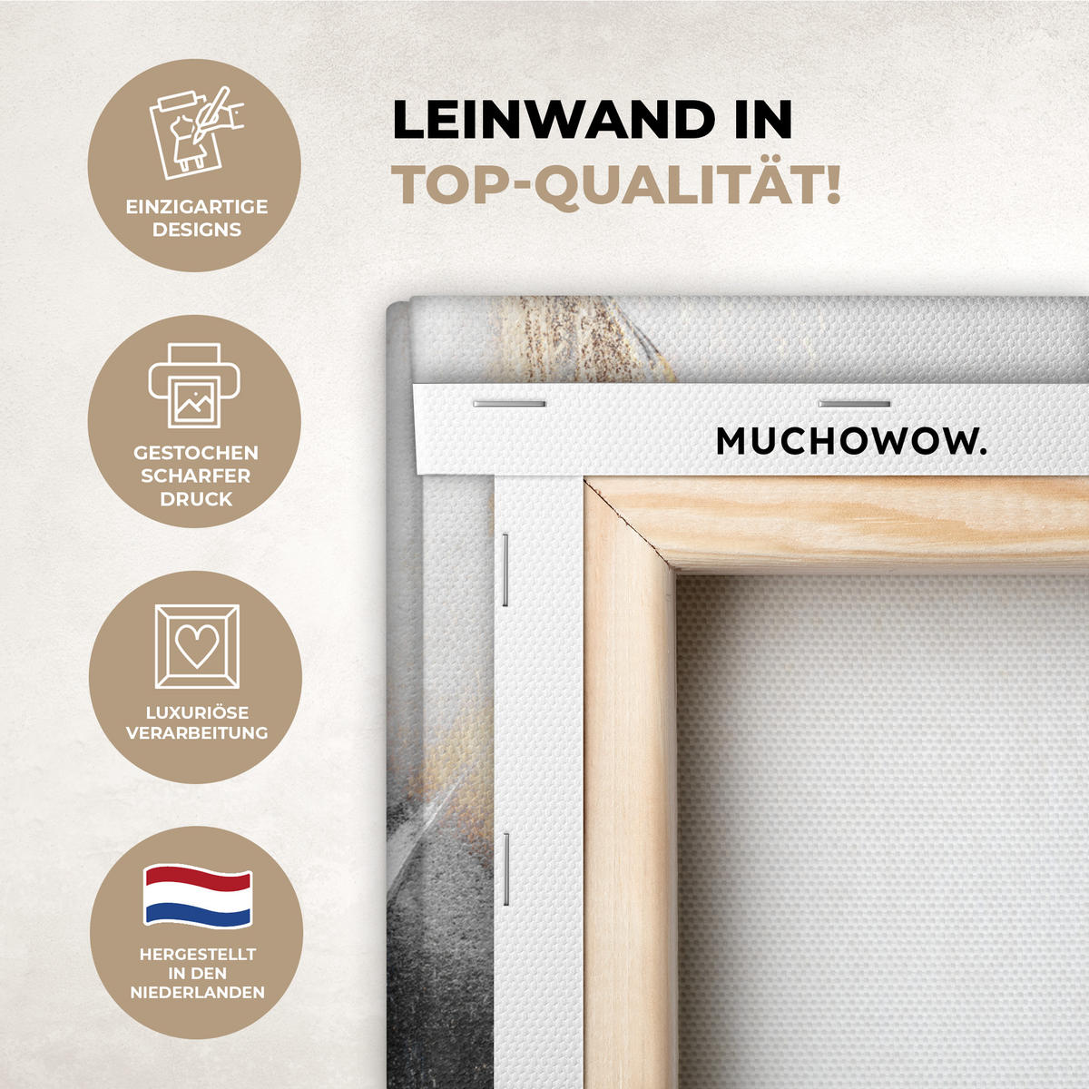 LEINWANDBILD Luxus - Abstrakt - Gold - Weiß 20x20 cm - Goldfarben, Textil (20/20cm) - MuchoWow