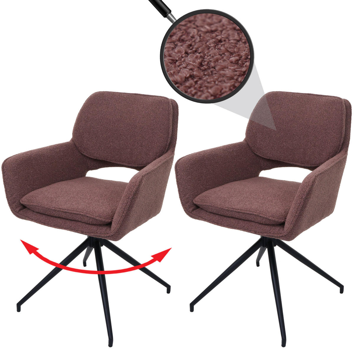 ESSZIMMERSTUHL Braun 2er-Set - Braun, Textil (57/86/61cm) - MCW