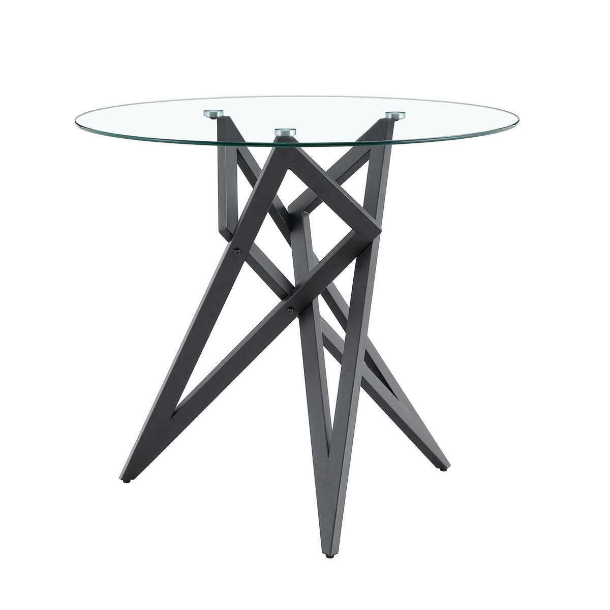 BEISTELLTISCH Rund 85 cm mit Glasplatte DE-40043 Silber - Schwarz, Metall (85/85/75.7cm) - ComfortXL