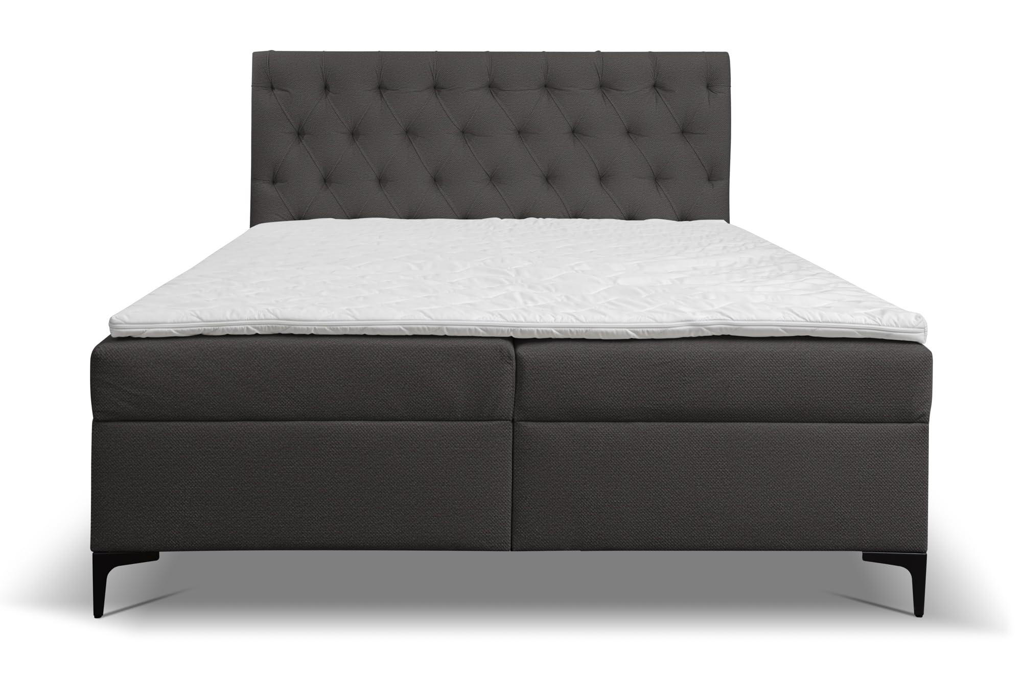 BOXBETT CLIPSO mit zwei Bettkästen H2/H3 Matratze 140 x 200 cm - Dunkelgrau, Holzwerkstoff (140/200cm) - VENASI MÖBEL