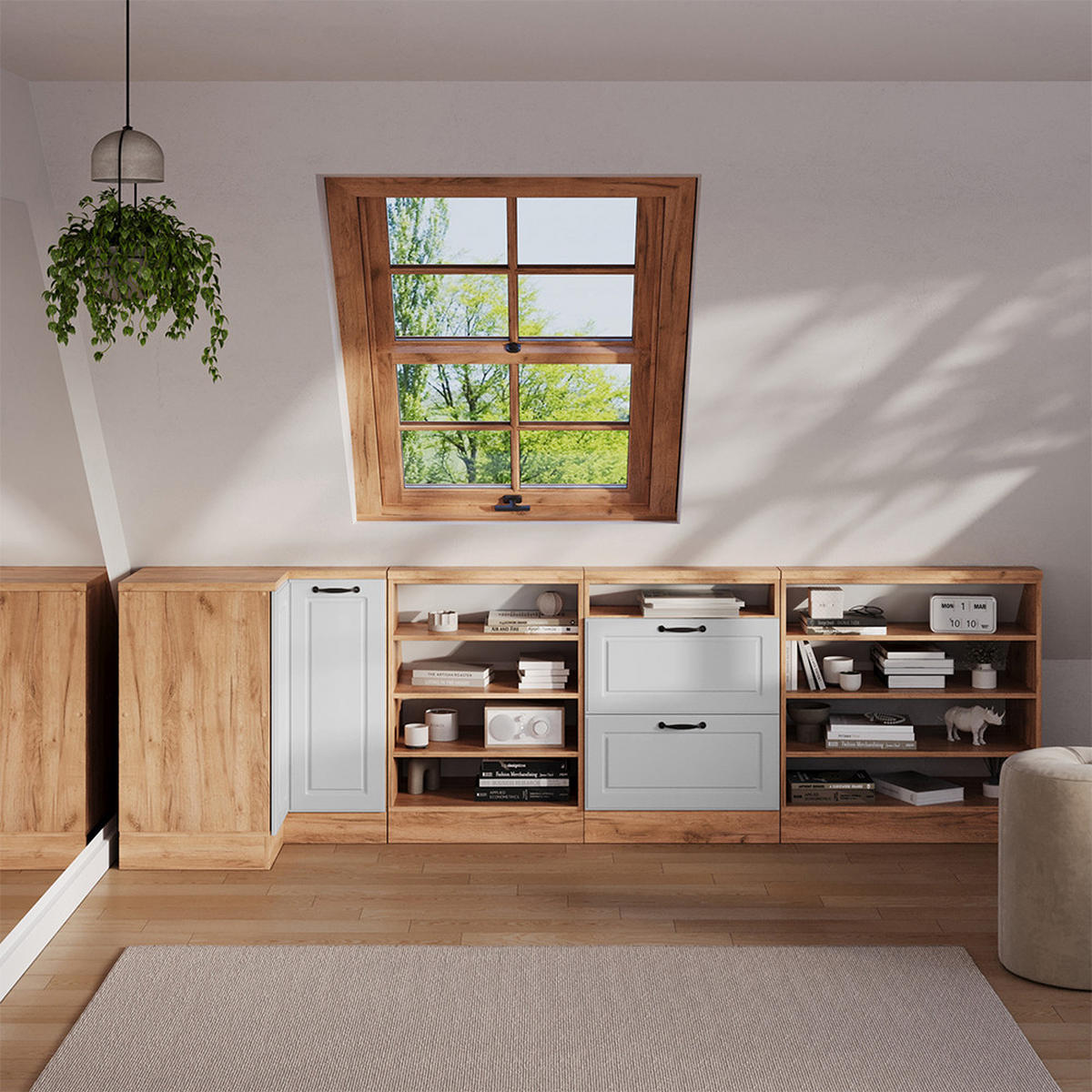 DACHSCHRÄGENSCHRANK ECKSCHRANK Rion Weiß Landhaus/Goldkraft Eiche 75.6 x 81.6 cm mit 1 Tür - Honigeiche/Weiß, Holzwerkstoff (75.6/81.6/75.6cm) - Vicco