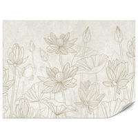 FOTOTAPETE für Wohnzimmer Linienzeichnung Blumen Pflanzen Natur 100x70 - Beige, Papier (100/70cm) - Muralo