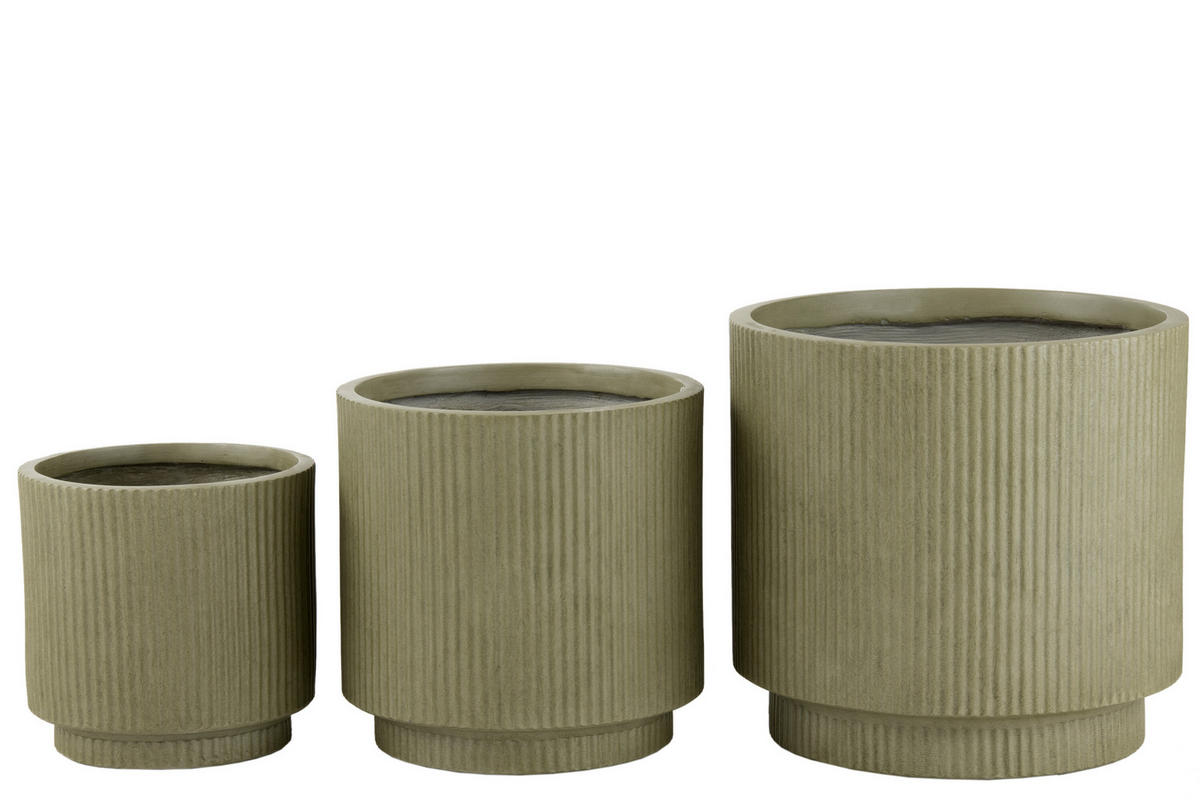 BLUMENTOPF MISTY - Töpferei - Grün - 3er set - Ø 37 cm - Grün, Keramik (37/37cm) - J-Line