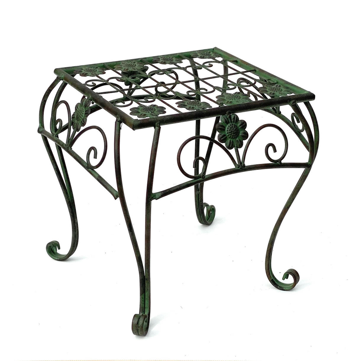 BLUMENHOCKER eckig Metall Grün 35/35/34,5 cm - Grün, Metall (31.5/34.5/31.5cm) - DanDiBo