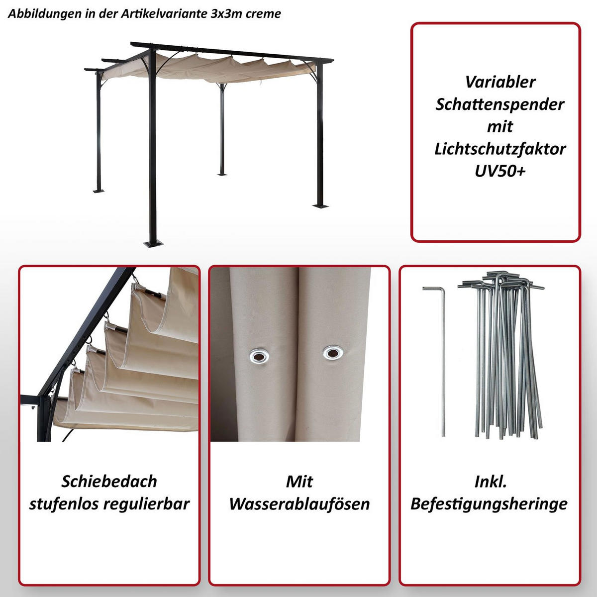 PERGOLA Taupe, Braun - Taupe/Braun, Metall (350/232/350cm) - MCW