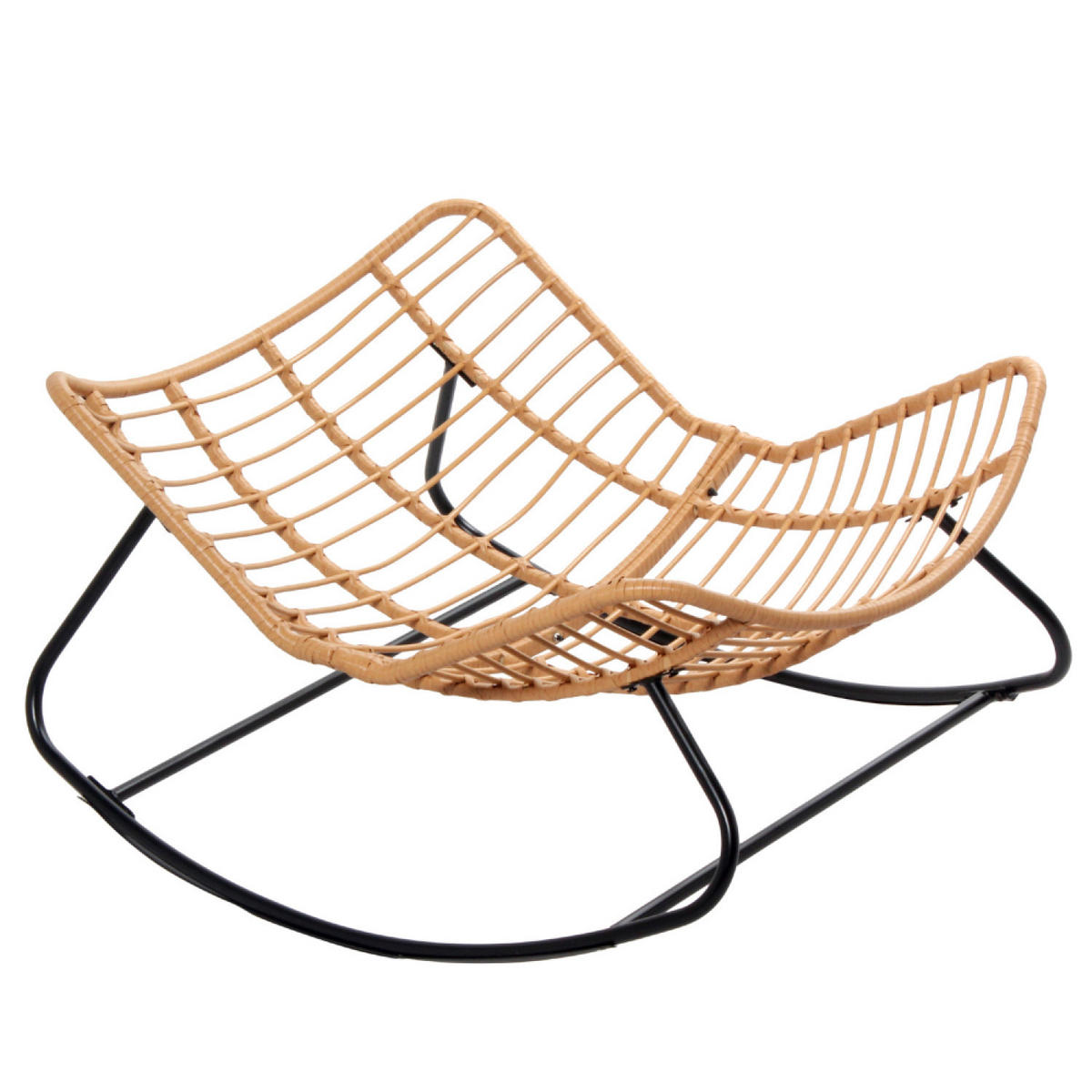 SCHAUKELSTUHL Canggu Beige aus geflochtenem Kunstharz - Naturfarben, Metall (75/50/102cm) - Concept Usine