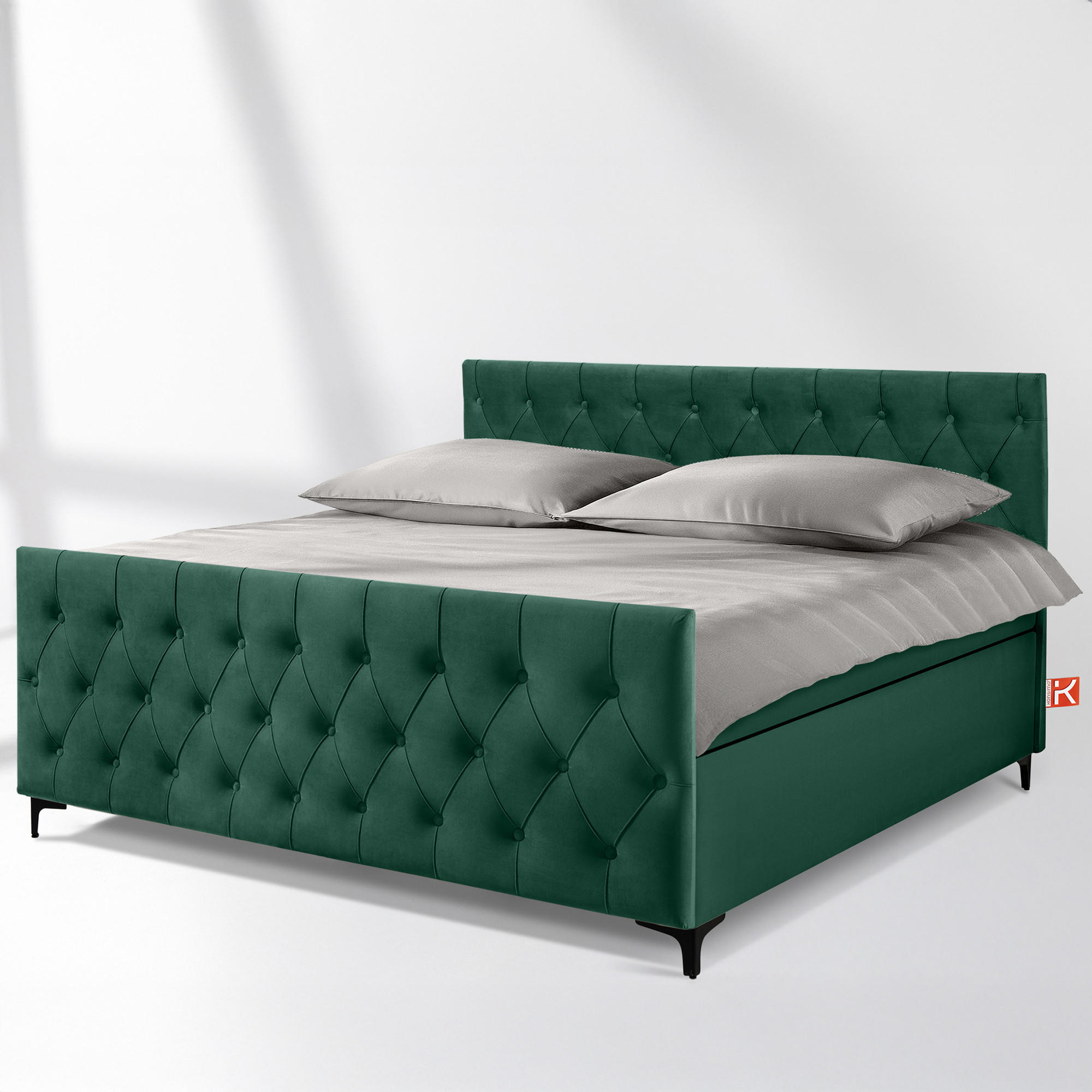 POLSTERBETT ARDEA, Dunkelgrün - Dunkelgrün/Schwarz, Holz/Holzwerkstoff (180/200cm) - KONSIMO®