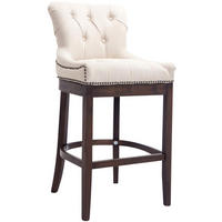 BARHOCKER Stoff creme - Dunkelbraun/Creme, Holz/Textil (55/109/57cm) - CLP