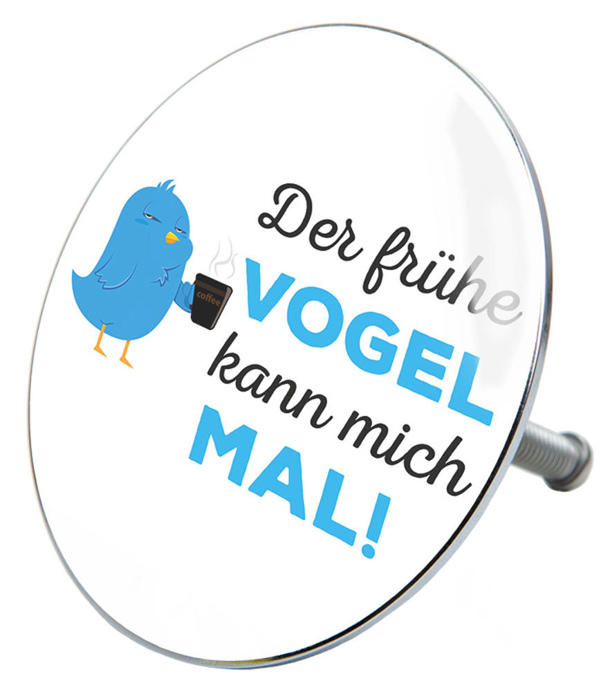 BADEWANNENSTÖPSEL Der frühe Vogel - Weiß, Metall (8/10/10cm) - Sanilo