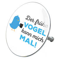 BADEWANNENSTÖPSEL Der frühe Vogel - Weiß, Metall (8/10/10cm) - Sanilo