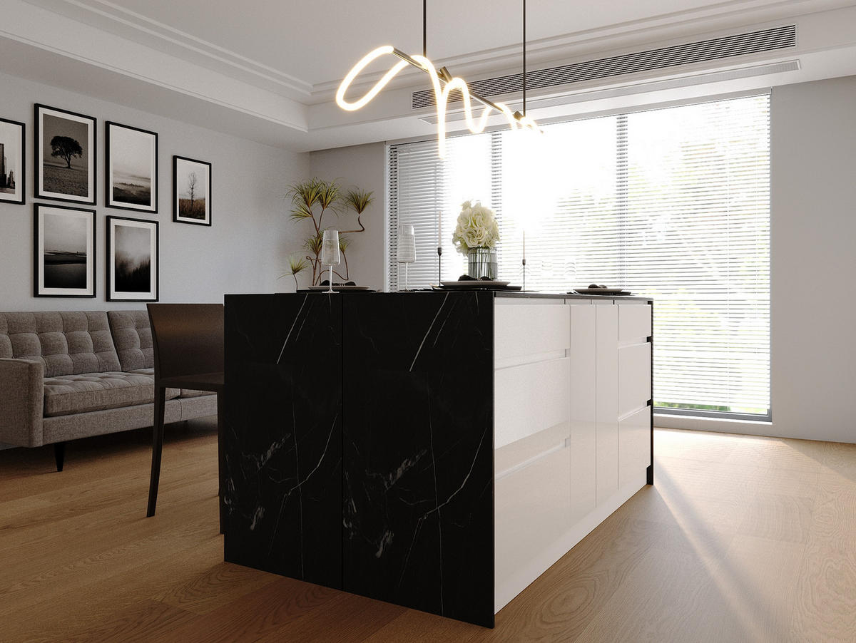 KÜCHENINSEL 360 cm - Aspen Aspen KA21-M360 - Weiß/Hochglanz - Weiß Hochglanz, Holz (540/212/58cm)