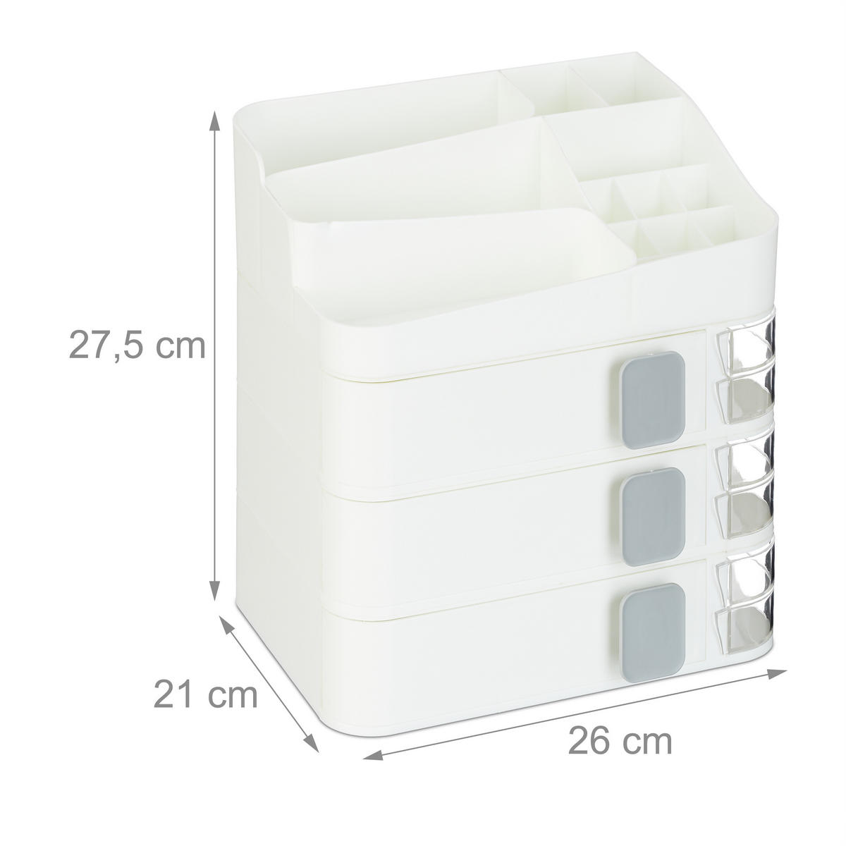 MAKE-UP-ORGANIZER - Weiß, Kunststoff (26/27.5/21cm) - Relaxdays