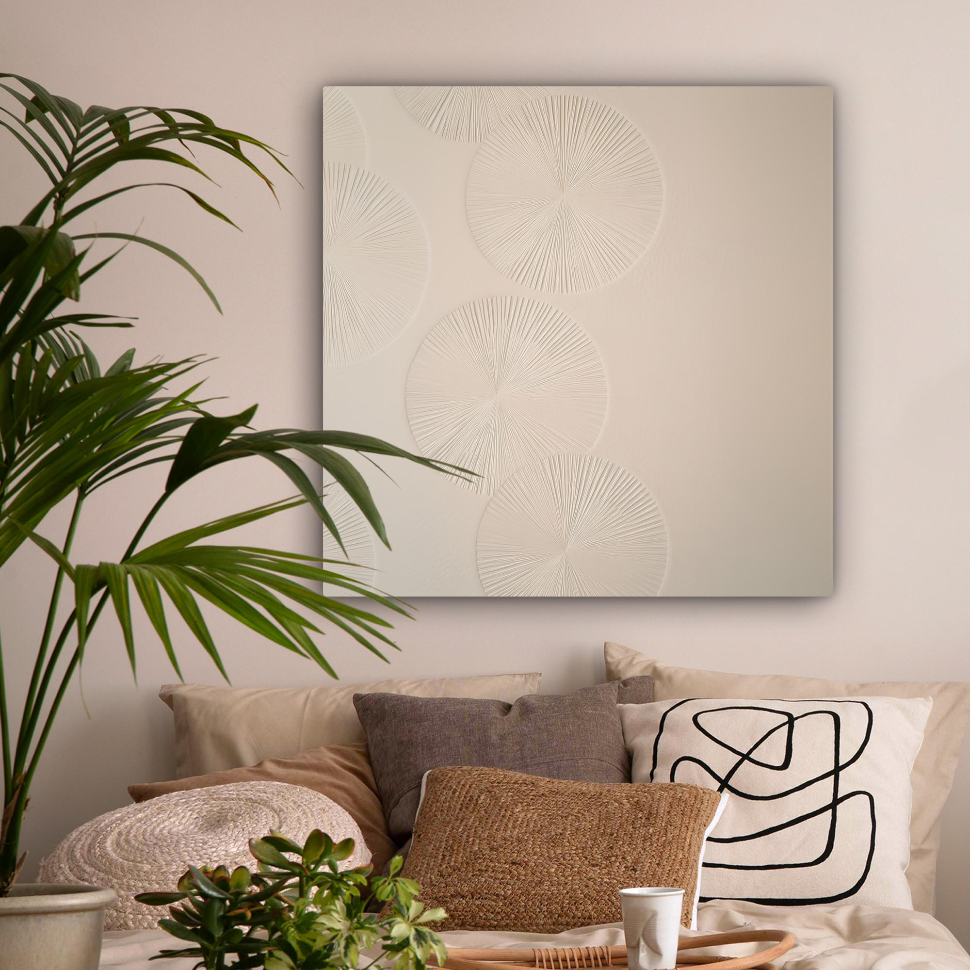 LEINWANDBILD Japandi - Beige - Modern 90x90 cm - Ecru, Textil (90/90cm) - MuchoWow