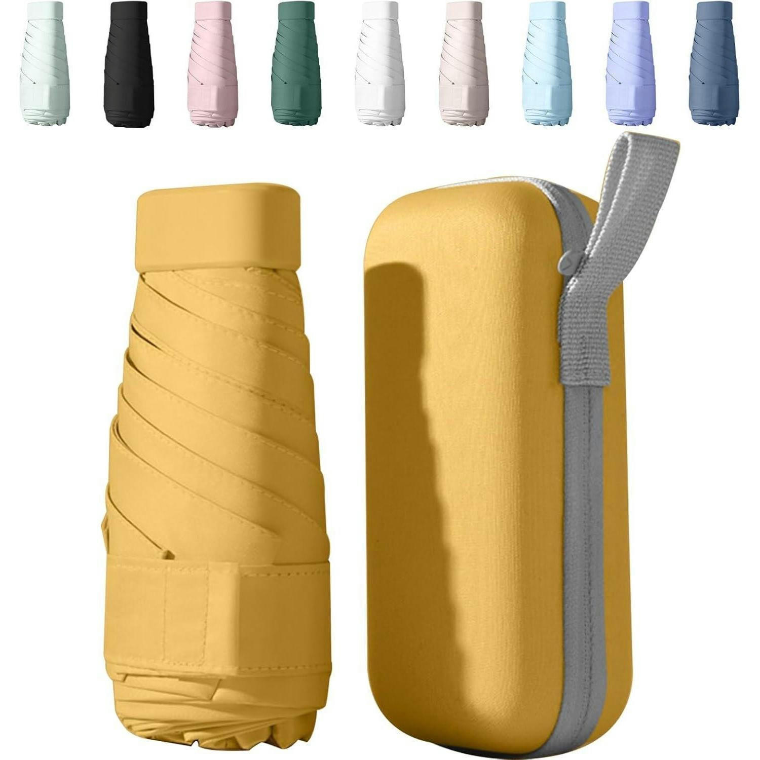 TASCHENSCHIRM Gelb mit UV-Schutz und Etui - Gelb, Kunststoff (48.5/88cm)