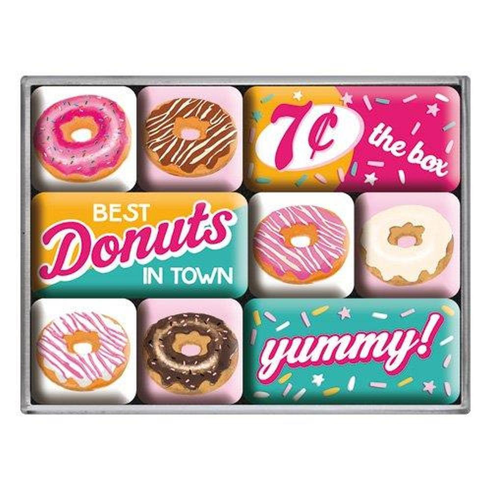 MAGNETSET 9-teilig USA Donuts - Multicolor, Metall (9/7/2cm) - Nostalgic-Art