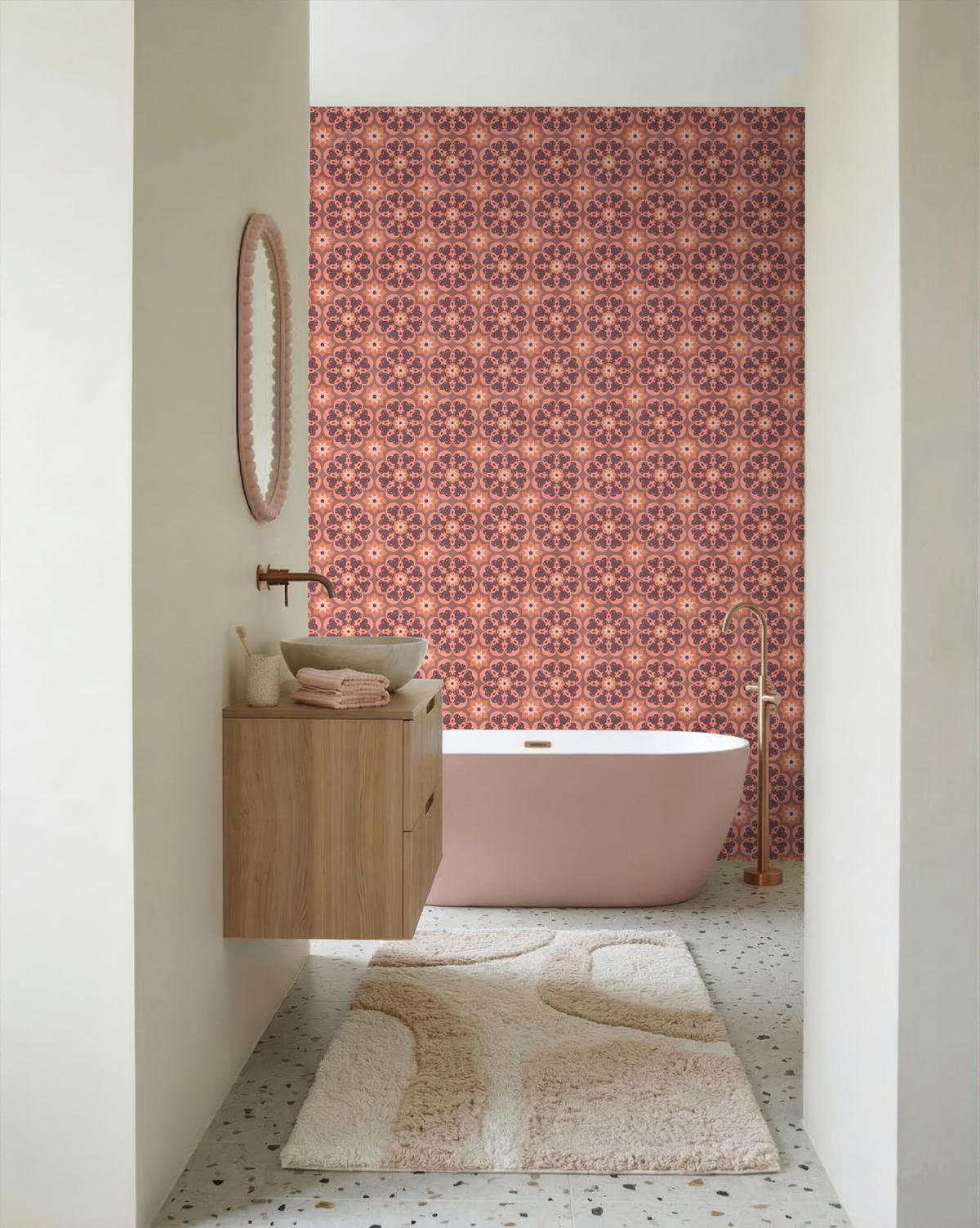 TAPETE Fliesenmuster 50 x 900 cm - Terracotta, Papier (50/900cm) - ESTAhome