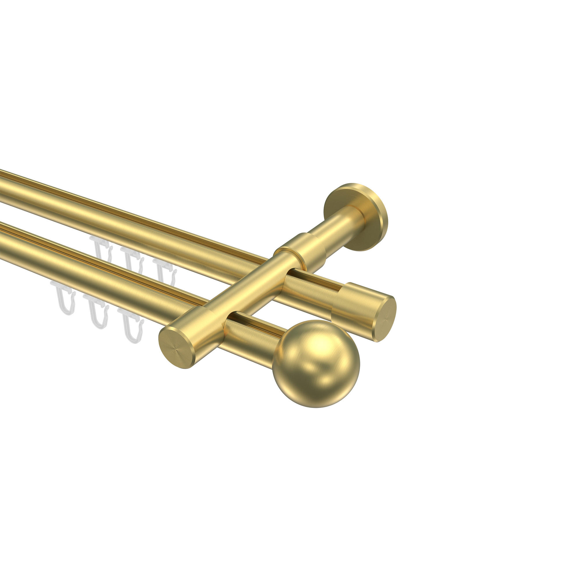 GARDINENSTANGE INNENLAUF Prestige Luino 320 cm (geteilt in 2 x 160 cm), 2-läufig, 20 mm Ø Messing-Optik - Messingfarben, Metall (320cm) - INTERDECO