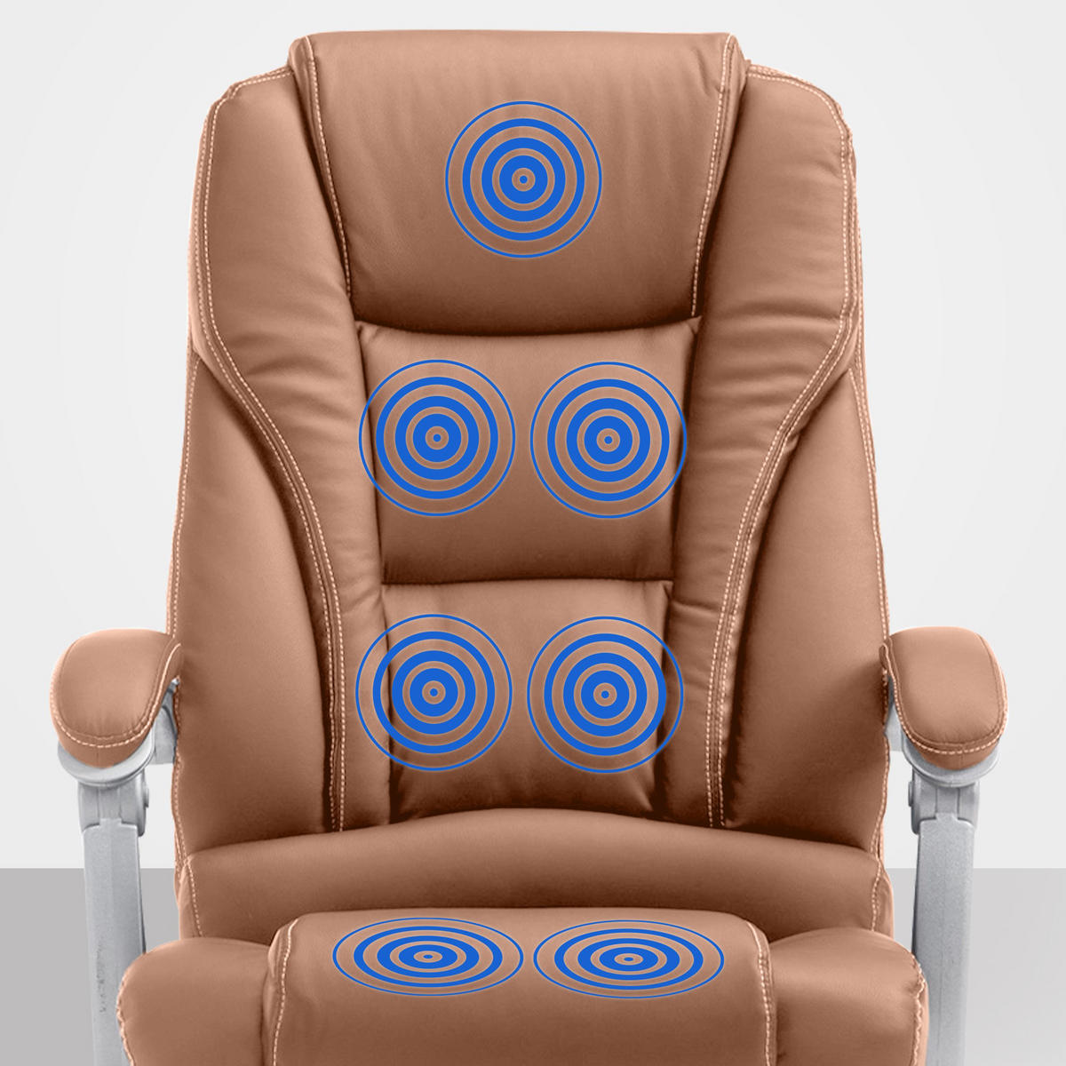 BÜROSTUHL Pacira mit Massagefunktion V2 Kunstleder hellbraun - Hellbraun/Chromfarben, Textil/Metall (68/127/64cm) - TPFLiving