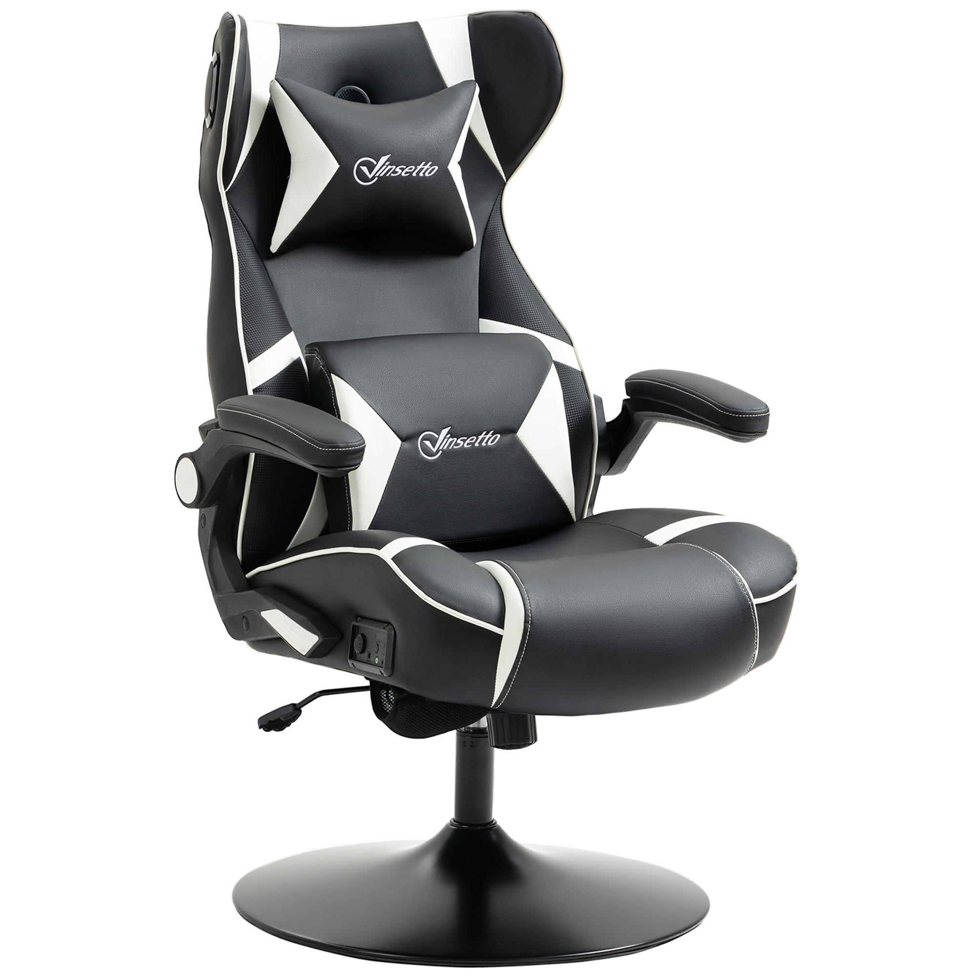 GAMING-SESSEL Weiß+Schwarz Kunstleder, Schaumstoff 69xx73x118 xm - Weiß, Kunststoff (73/118/69cm) - DESIGN IN