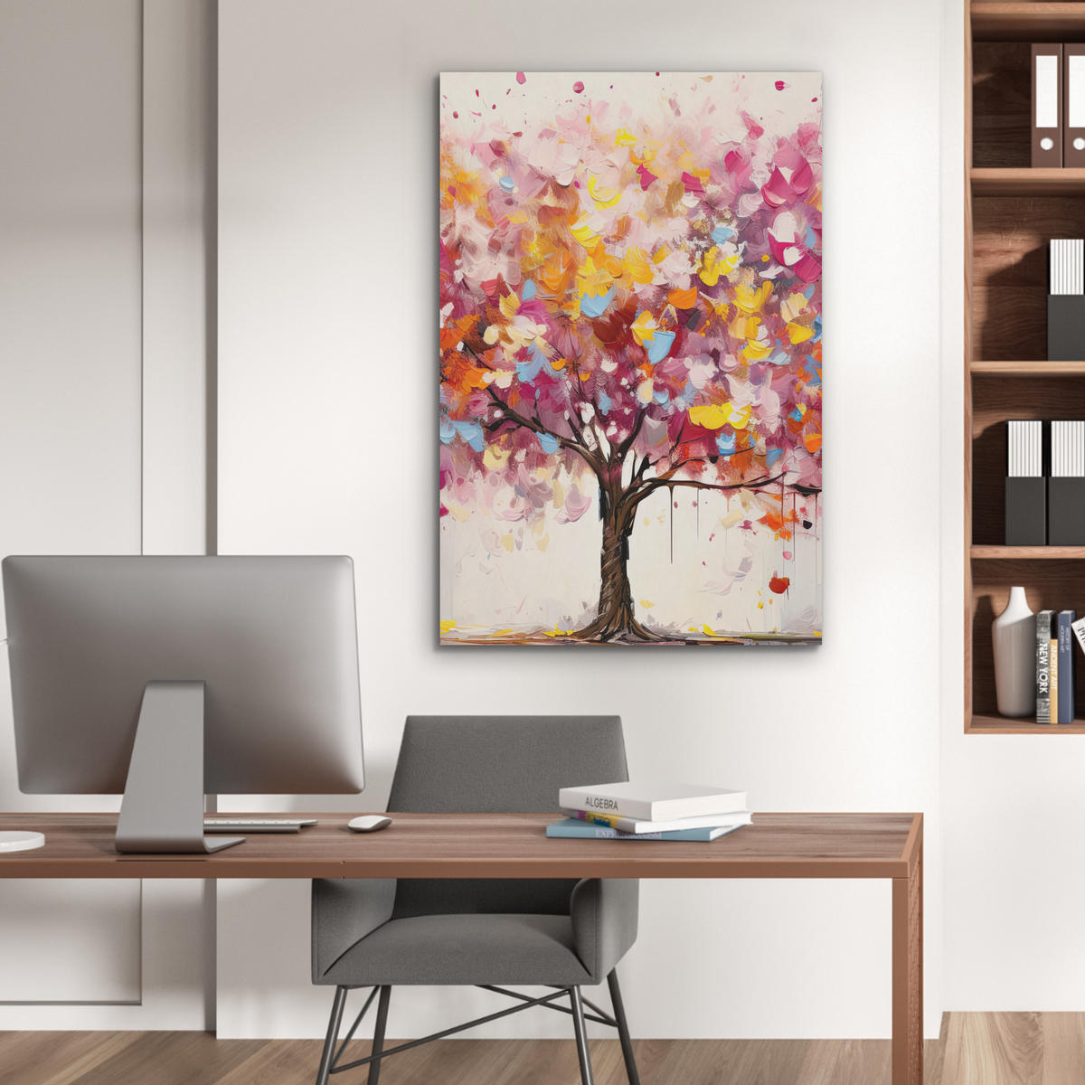 AKUSTIKPANEEL Aquarell - Baum - Kunst - Abstrakt 70x100 cm - Multicolor, Textil (70/0.9/100cm) - MuchoWow