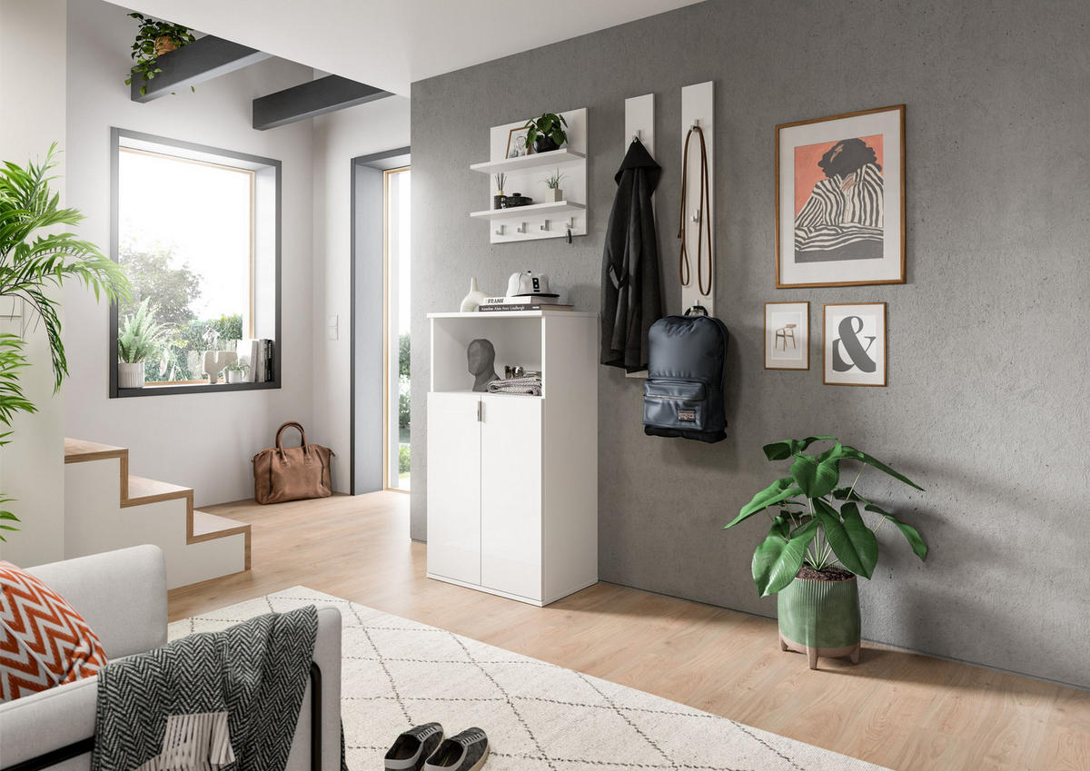 GARDEROBE Systemmöbel Projekt X 4tlg. Kombination , ca.111x191x34 cm - Weiß, Holzwerkstoff (111/191/37cm)