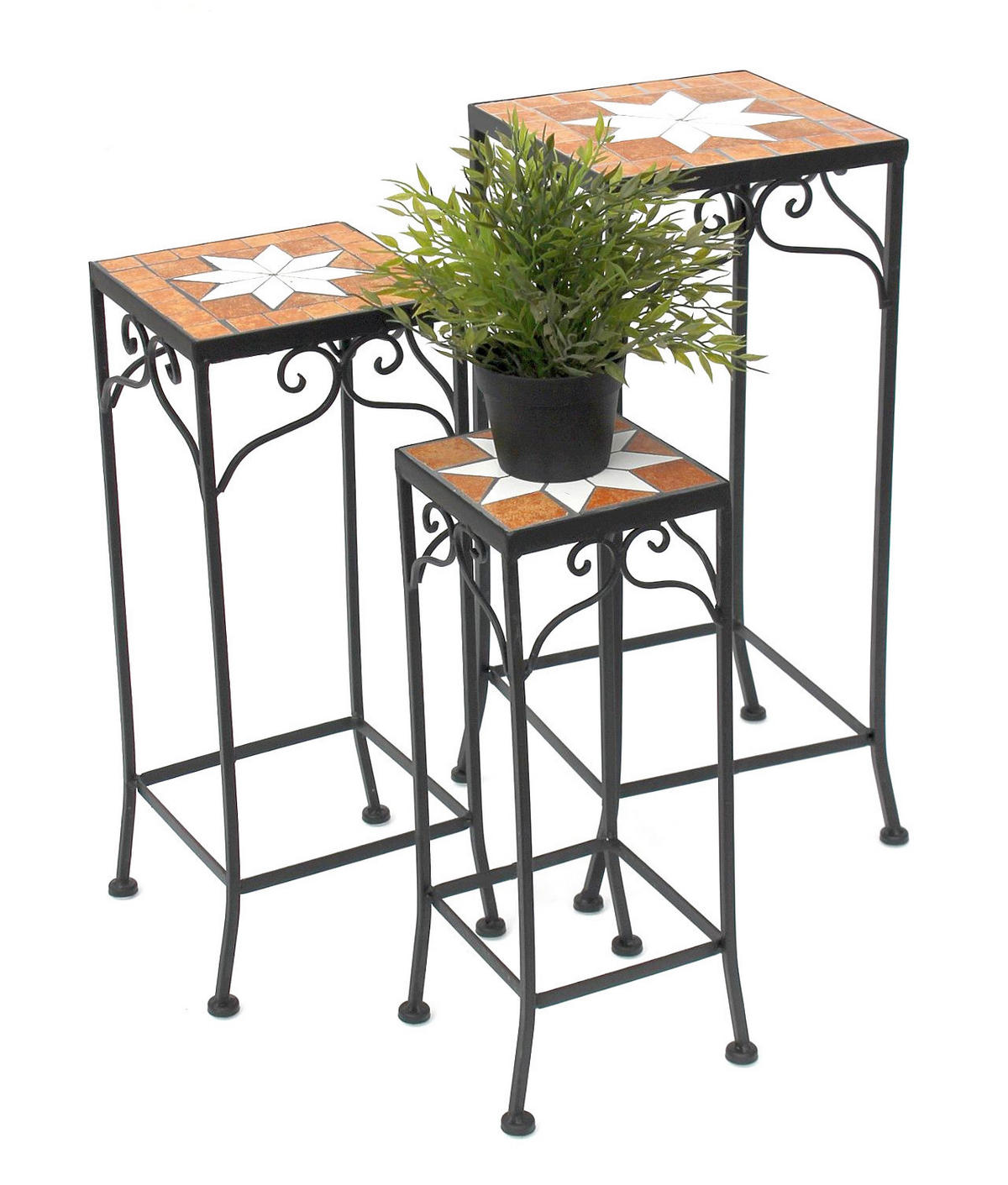 BLUMENHOCKER Mosaik Eckig 3er Set 12011 - Schwarz, Metall (24/62/24cm) - DanDiBo
