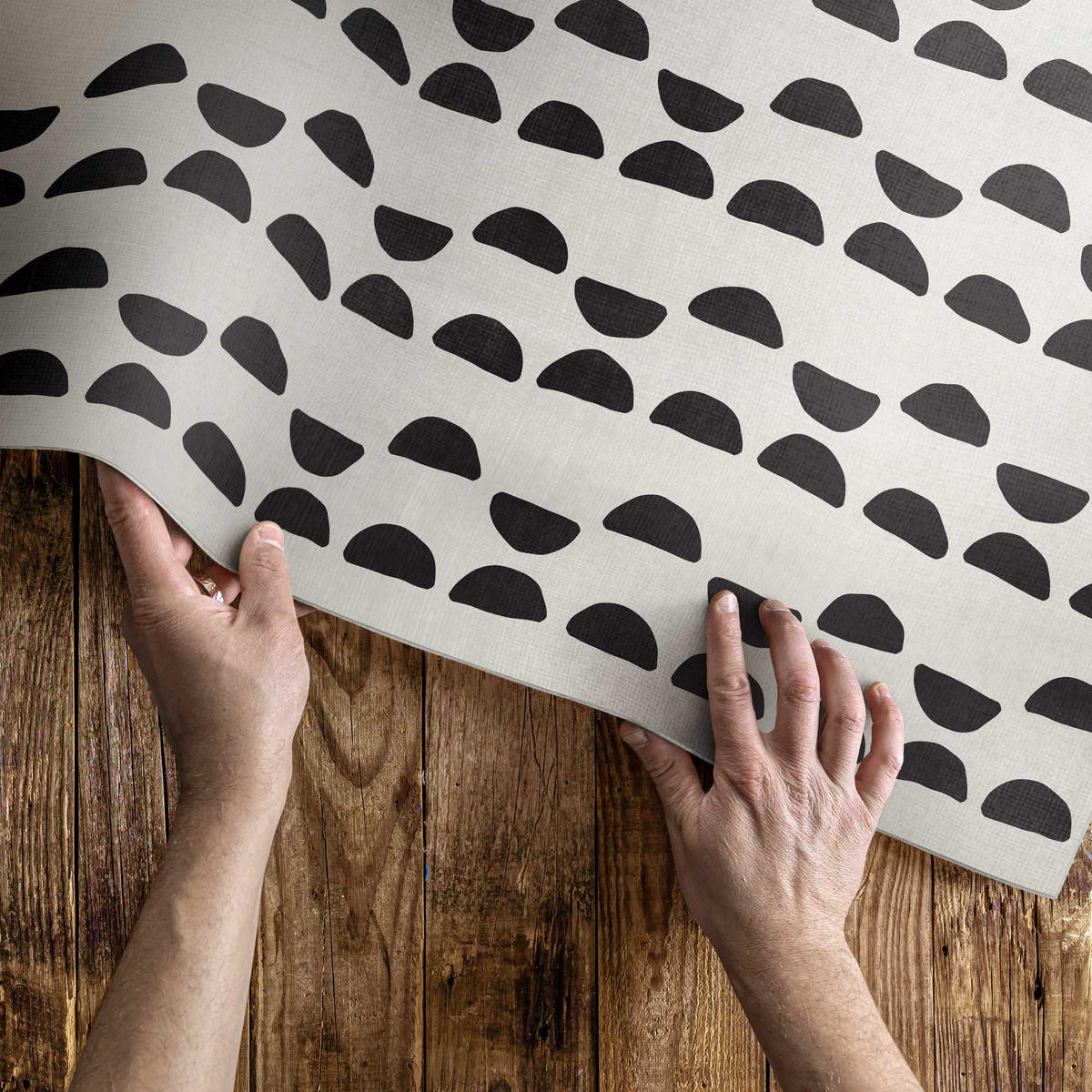 TEPPICH 60x90 cm Unregelmäßige Halbmonde Boho Muster - Hellgrau, Kunststoff (60/90cm) - Wallfluent