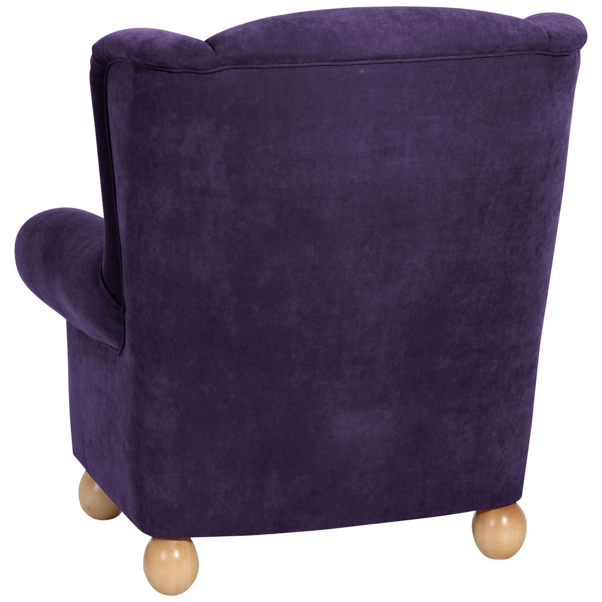 OHRENBACKENSESSEL Kasha Bezug Veloursstoff Buche natur / violett - Violett/Buchefarben, Kunststoff (93/103/87cm) - 58aufmkessel