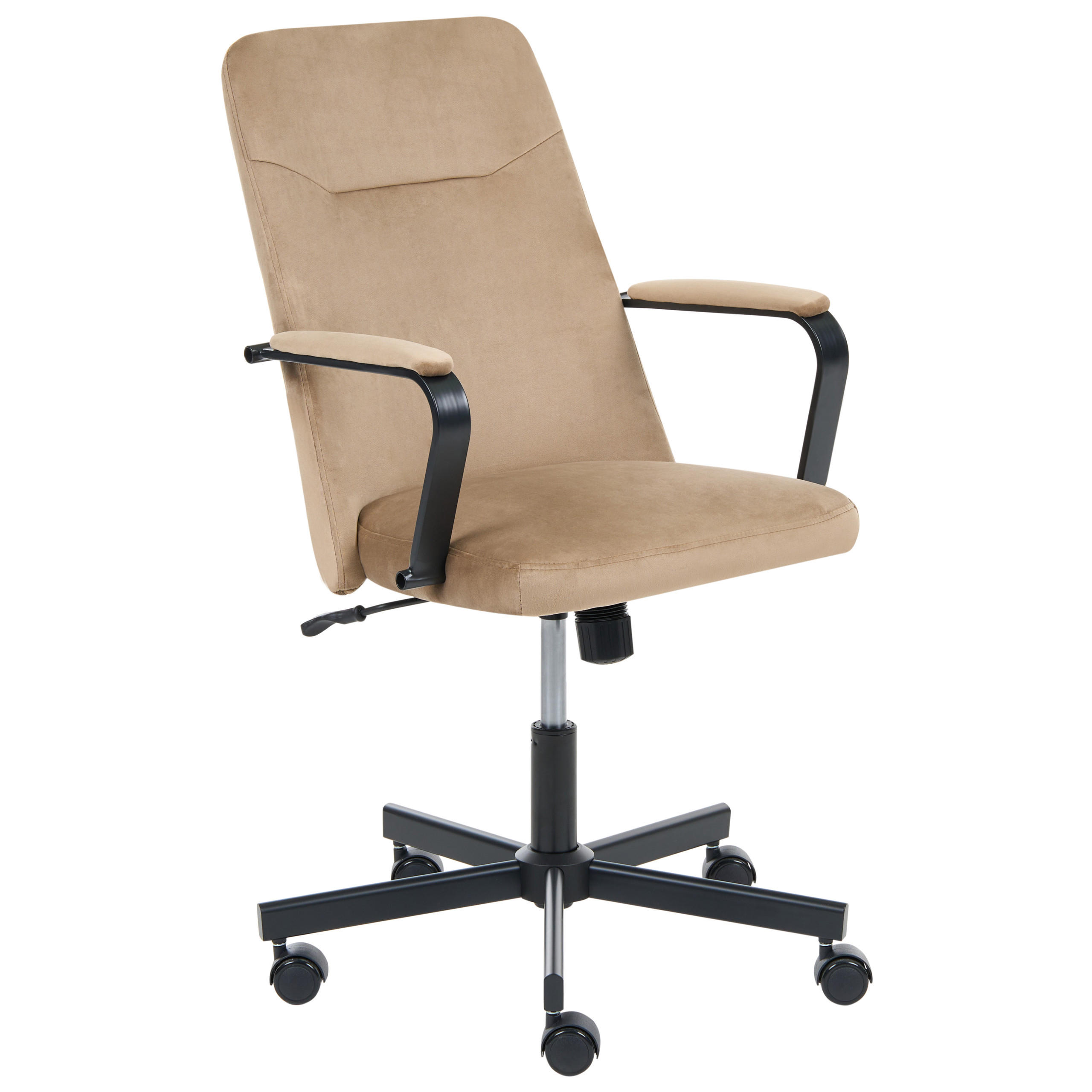 BÜROSTUHL Samtstoff Beige Caroga - Beige/Schwarz, Textil/Metall (62/90/62cm) - Beliani
