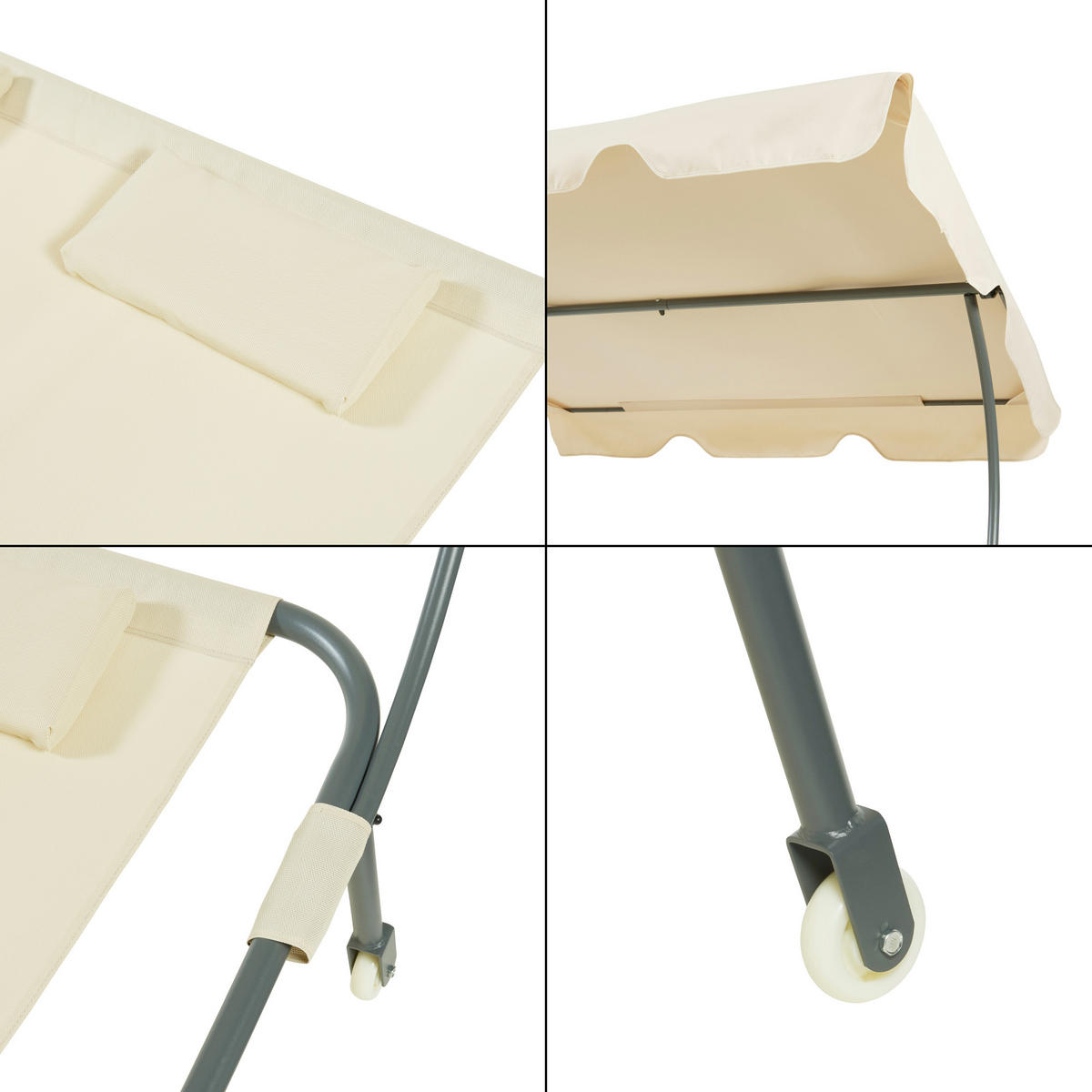 DOPPELLIEGE Avigliano - Beige, Textil/Metall (200/146/173cm) - casa.pro