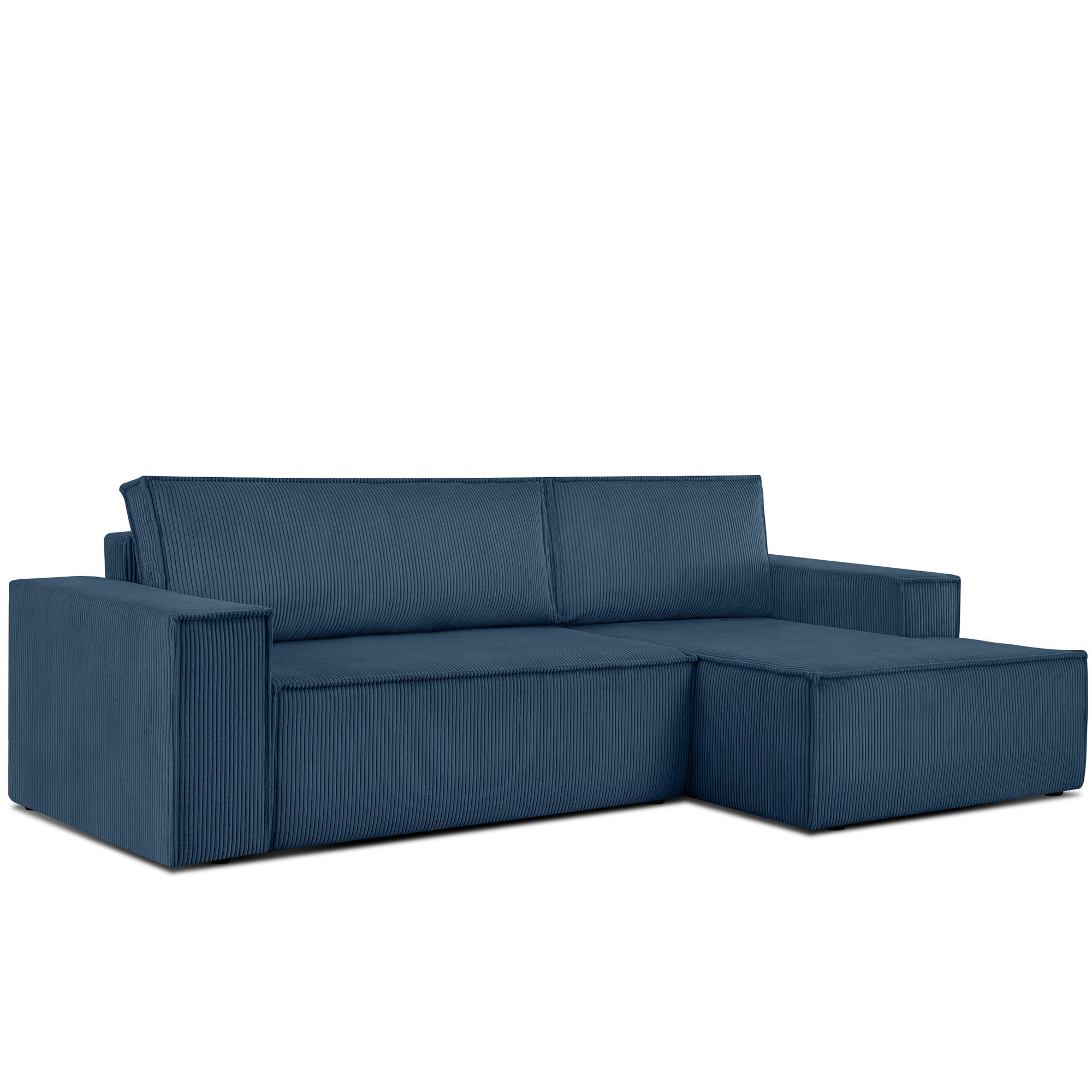 ECKSCHLAFSOFA-RECHTS NAPI in Pet Friendly Cord-Stoff, marineblau - Blau/Schwarz, Textil (262/148cm) - KONSIMO®