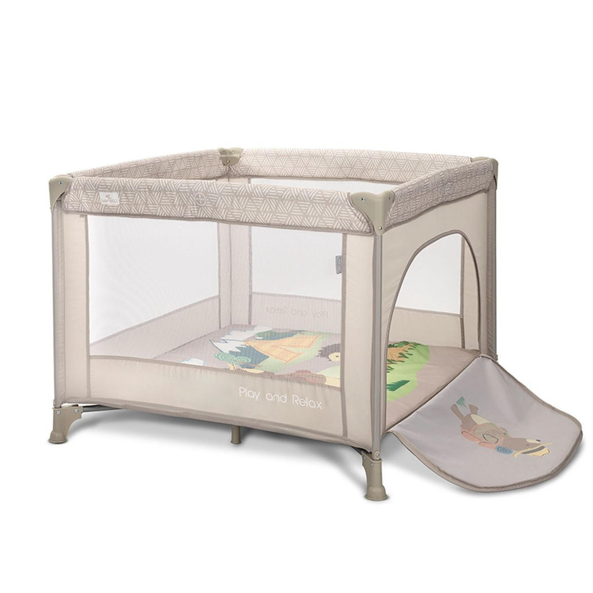 LAUFSTALL Play`n Relax beige 100 x 100 cm, seitliche Öffnung, Matratze, Tragetasche, Babyreisebett - Beige, Kunststoff (100/75/100cm) - Lorelli