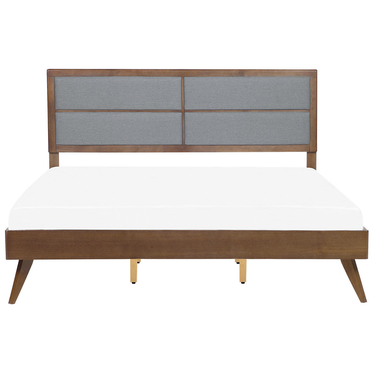 HOLZBETT 180/200 cm Dunkler Holzfarbton Poissy - Dunkelbraun, Holzwerkstoff/Textil (180/200cm) - Beliani