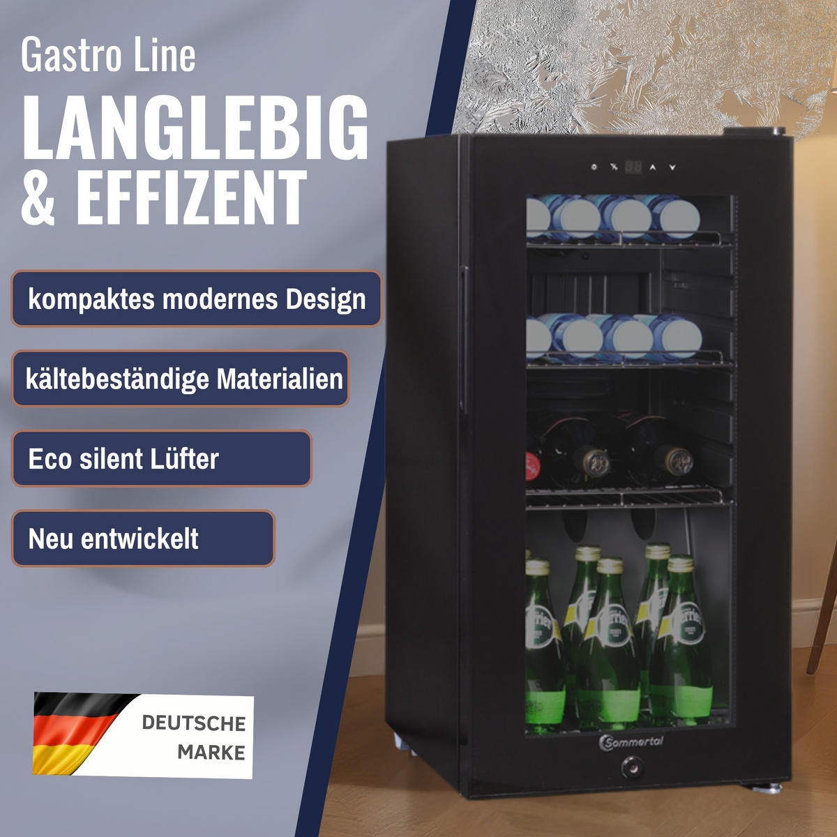 WEINKÜHLSCHRANK GK50 - Schwarz, Metall (40/76cm) - Sommertal