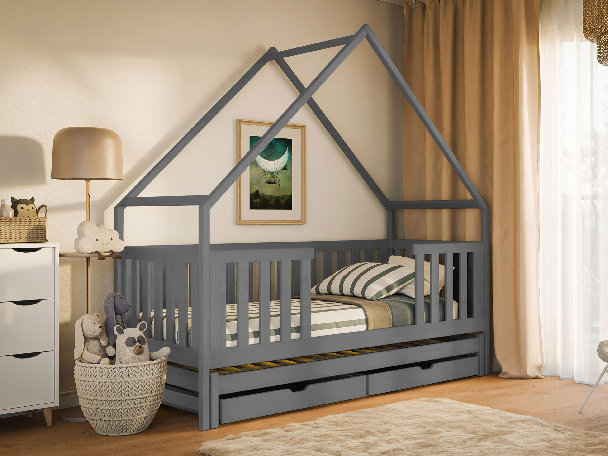 HAUSBETT Magic - Grau, Holz (80/180cm) - MIRJAN24