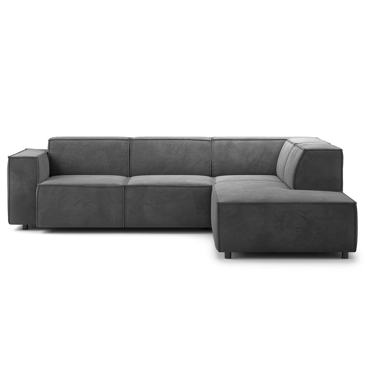 ECKSOFA mit Ottomane - Schwarz/Grau, Kunststoff/Textil (260/234cm) - home24